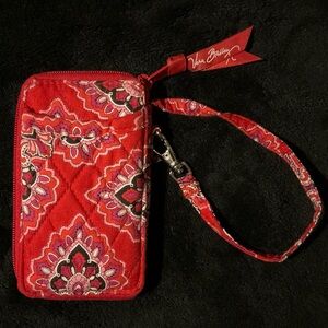 VERA BRADLEY RED Small wallet with strap, perfect for credit cards NWOT
